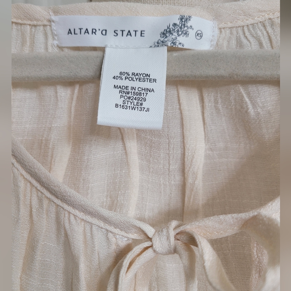 Altar'd State Cream Open Front Tie Ruffle Blouse - Picture 4 of 5